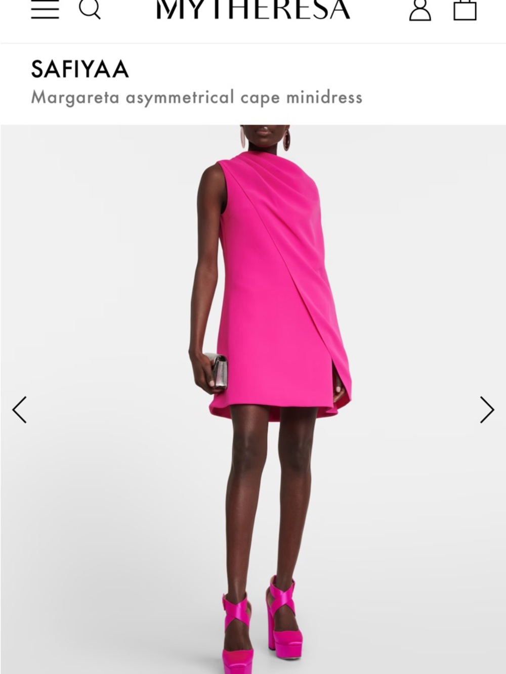 SAFIYAA Margareta Asymmetrical Cape Crepe Mini Dress - Picture 2 of 9